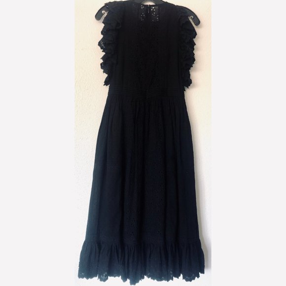 Ulla Johnson Black Embroidered Bea Midi Dress NWT - Picture 4 of 11